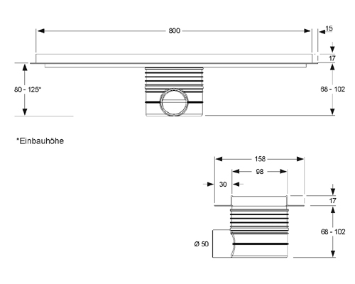 ������� ����� (����) ��������� ����� � �������� ��� ������ Mepa Duschrinne Fliese (800) 150326