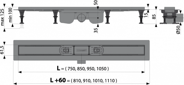 ������� ����� AlcaPlast APZ12 Optimal 750 ��  � ������� ��� ��������������� ������� ��� ������� ��� ������ ������
