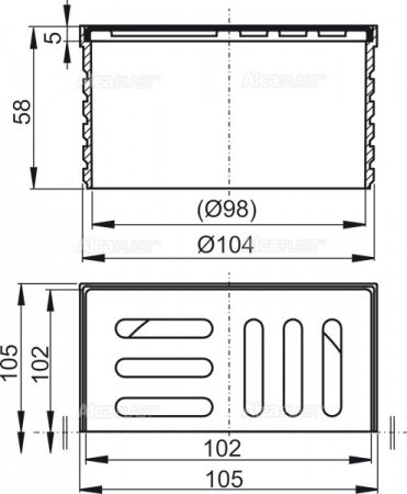 ��������� �������� ����� AlcaPlast , ������� 105 × 105 ����������� ����� ��� APV26, APV26C APV0900