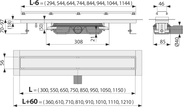 ������� ����� AlcaPlast APZ115-1150 � �������� ��� ������ ������