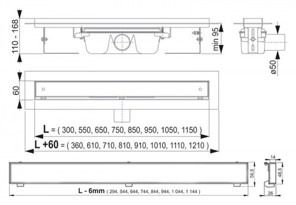 ������� ����� AlcaPlast APZ107-Floor 850 � �������� � �������